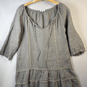 Rosemarine 100% Linen Midi Dress Womens Size M‎ Coastal Lagenlook Made in Italy